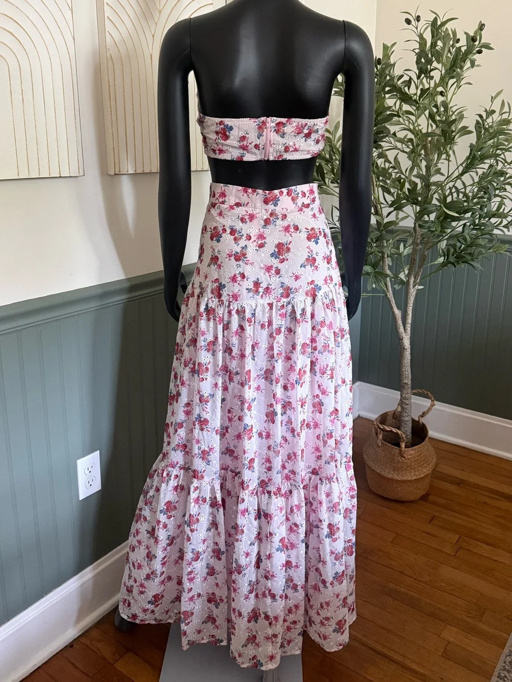 Floral Two-Piece Maxi Skirt Set | Strapless | Cottagecore Boho Romance - Picture 7 of 11